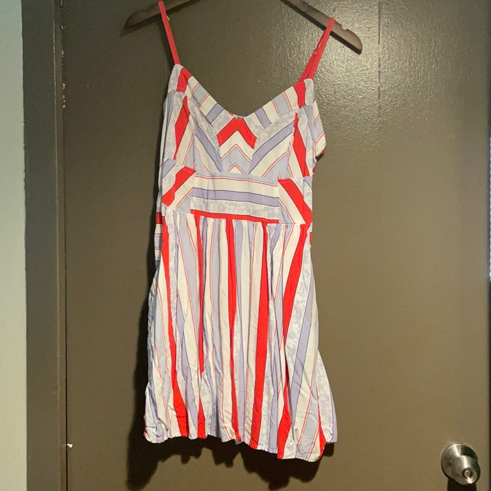 Express Red white and blue striped babydoll dress
